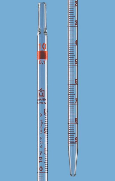 de pointe env.2 mm s/érologie /écoulement total 1 ml:0,01 ml dia Pipette grad